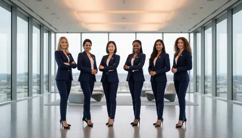Event hostess team in Dubai walking into a conference venue before an event